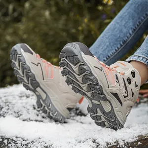Winter thermal outdoor hiking boots with anti-slip rubber sole and warm lining