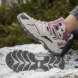 Winter thermal outdoor hiking boots with anti-slip rubber soles for couples in the snow
