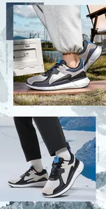 Outdoor-Sportschuhe für Herren mit dicker Dämpfungssohle und grauem Materialmix-Design