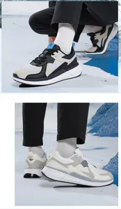 Detailansicht der Freizeit-Outdoor-Sneaker für Herren mit dicker Dämpfungssohle in Blau-Grau