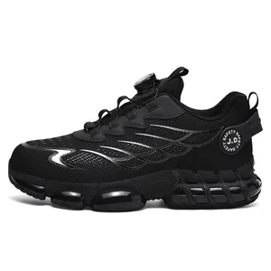 Chaussures de sécurité noires respirantes pour hommes avec coussin d'air et cadran