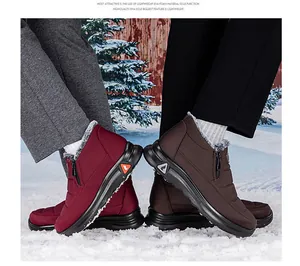 Détails des bottes de neige d'hiver avec doublure en peluche chaude et tissu matelassé