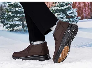 Bottes d'hiver pour hommes avec doublure en fourrure chaude et semelle antidérapante