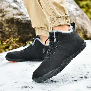 Unisex Winter Outdoor Snow Boots Synthetic Leather Faux Fur Lined Warm Non-Slip TPR Sole Sporty Casual Walking Boots