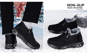Détail de bottes d'hiver pour hommes avec doublure en fourrure et fermeture éclair latérale