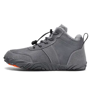 Deep grey winter outdoor cotton boots with warm fleece lining and non-slip soles
