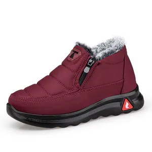 Bottes de neige bordeaux avec doublure en fourrure synthétique et fermeture éclair