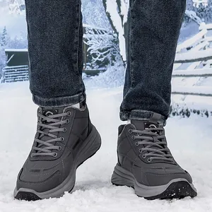 Waterproof winter snow boots for men featuring thick plush lining and anti-slip soles
