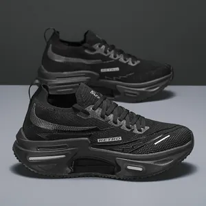 Zapatillas de running negras transpirables para hombre tallas grandes con diseño retro