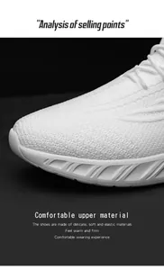 Detail of white knit upper and wavy foam midsole on men's lightweight running shoes