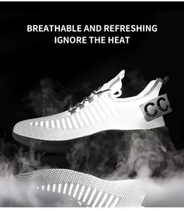 Détail macro du tissu en maille blanche respirante sur chaussures de course légères avec CC