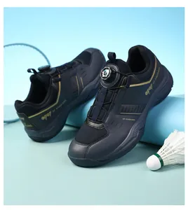 Detail of indoor badminton shoes featuring a convenient quick-lace rotary knob system