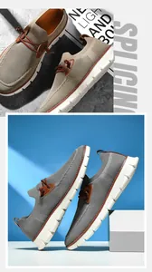 Close-up of breathable mesh fabric and anti-slip thick soles on khaki and gray sneakers