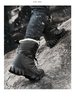 Robuste schwarze Winter-Schneestiefel mit warmem Futter und rutschfester Gummisohle