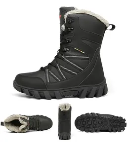 Details von Winterstiefeln mit warmem Plüschfutter und rutschfester Gummisohle im Set