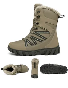 Detailansichten der Winter-Schneestiefel mit dickem Kunstfellfutter und rutschfester Sohle
