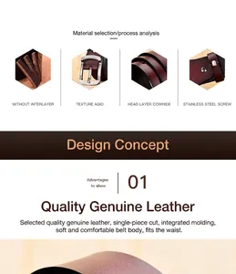 Detail view of full-grain cowhide leather belt showing buckle and one-piece construction