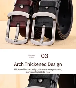 Close-up of thickened curved metal buckles on black and brown genuine leather belts