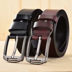 Ceintures classiques en cuir véritable pour hommes avec boucles vintage en noir et marron
