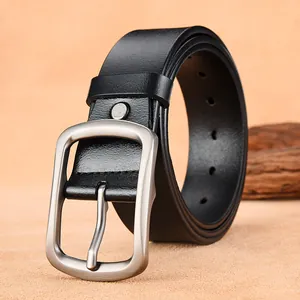 Men's Vintage Genuine Leather Belt Classic Alloy Pin Buckle Split Cowhide Waist Strap Casual Business Dress Belt For Men
