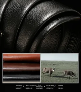 Detail of black lychee grain belt texture with three color options and flexible material