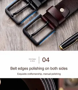 Macro detail of hand-polished oil-sealed edges on genuine leather men's belts