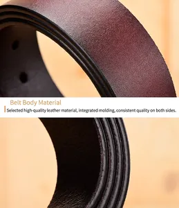 Detailed macro view showing premium lychee grain texture and edge oil process on leather belt