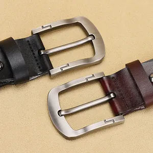 Men Vintage Real Leather Belt Split Cowhide Alloy Pin Buckle Casual Business Waist Strap For Jeans Pants Accessory