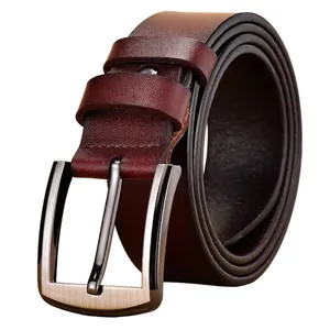 Cintura da Uomo Vintage in Cuoio di Secondo Strato Fibbia in Lega Casual Business Cinturino in Pelle per Jeans Abito Pantaloni Regalo