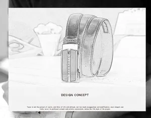 Detailed sketch of a luxury business belt featuring a rhinestone-inlaid silver buckle