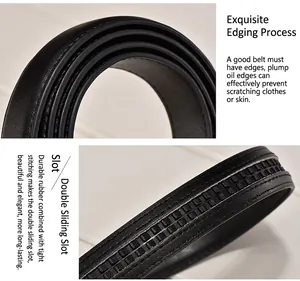 Detail of leather belt oil edge process and double rubber card slot track construction