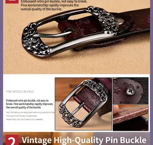 Détail de la boucle en alliage rétro et du cuir embossé de papillons au style vintage