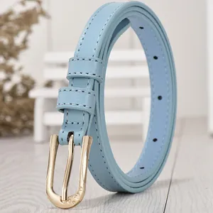Women Sweet Thin Faux Leather Belt Heart Rhinestone Pin Buckle Decorative Waist Strap For Dresses Korean Style Accessories