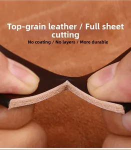 Cross-section of top grain cowhide belt showing full piece cutting and fiber texture