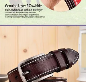 Gros plan sur ceinture en cuir avec surpiqûres blanches et boucle en argent mat
