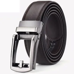 Men Business Automatic Buckle Belt Faux Leather Ratchet Waist Strap For Jeans Suit Casual Adjustable Fashion Male Accessories