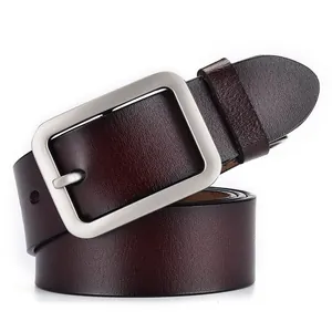 Cintura Unisex in Vera Pelle Con Fibbia ad Ardiglione in Lega Vintage Casual in Pelle di Vacchetta per Uomo Donna Accessori Business
