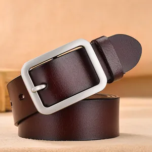 Cintura classica in vera pelle testa di moro con fibbia ad ardiglione argento unisex