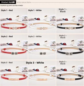 Detail of elegant women belts featuring rhinestone flower and jewel buckles in three colors