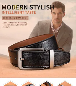 Detailed macro view of black Italian cowhide belt with brushed metal pin buckle texture