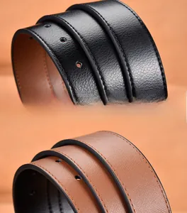 Detailed close-up of premium black and brown genuine leather belts showing fine textures