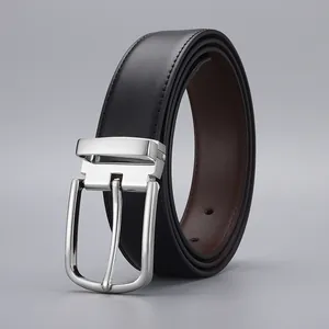 Cintura da Uomo in Pelle Business Crosta di Pelle Fibbia ad Ardiglione Casual per Ufficio Quotidiano Accessorio Classico