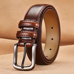 Ceinture pour Homme en Croûte de Cuir de Vachette Business Décontracté Boucle en Alliage pour Pantalon Jean