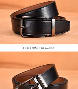 Close-up of black leather belt with gunmetal needle buckle on a suede background