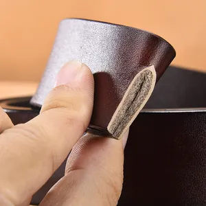 Ceinture Homme Cuir Business Boucle Automatique à Cliquet Sangle de Taille Cuir de Refente Ceinture pour Bureau Décontracté Ajustable