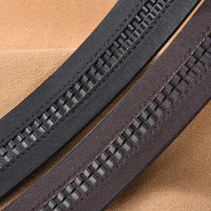 Ceintures en cuir pour hommes noir et marron avec boucle automatique et couture renforcée