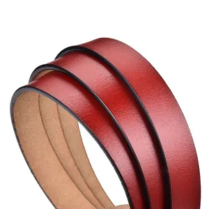 Minimalist burgundy faux leather dress belt with smooth texture and black edge finish