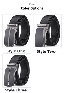 Three styles of gunmetal alloy automatic buckles for men's leather business belts