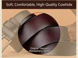 Detailed view of high-quality brown cowhide leather belt showing soft texture and fine grain