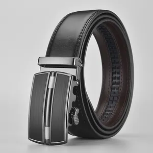 Cintura da Uomo Business Professionale Con Fibbia Automatica in Lega Pelle Crosta Cinturino Formale Regolabile Elegante da Uomo